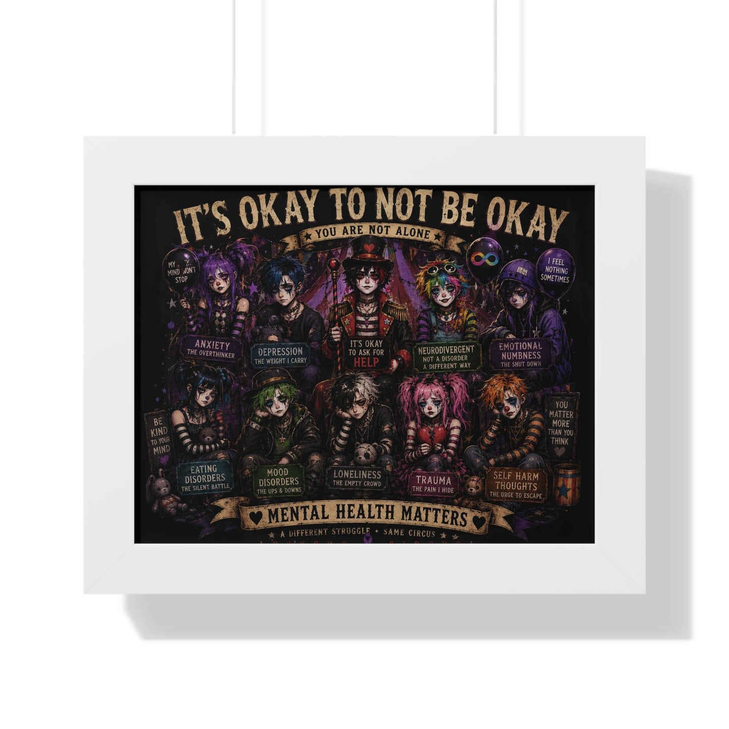 Framed Poster — "It's Okay To Not Be Okay" Mental Health Awareness Wall Art