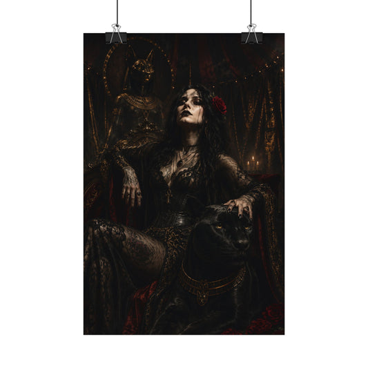Rose Black and Bastet Satin Poster