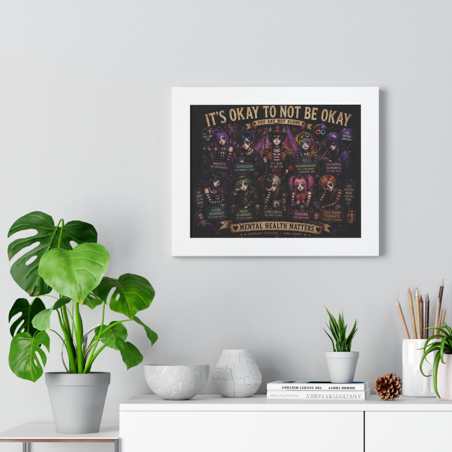 Framed Poster — "It's Okay To Not Be Okay" Mental Health Awareness Wall Art