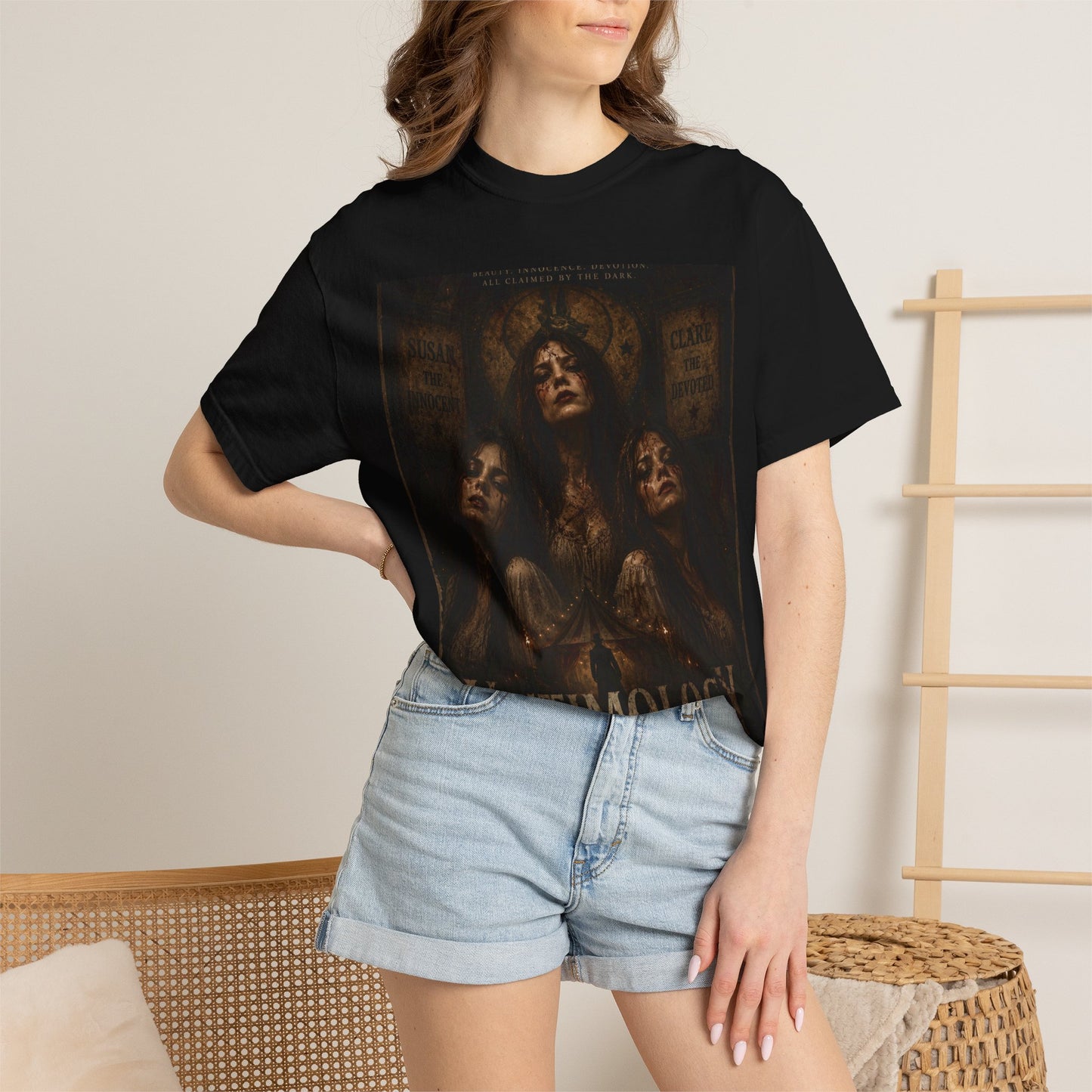 Victimology Gothic T-Shirt — Dark Vintage Tri-Faced Art Tee