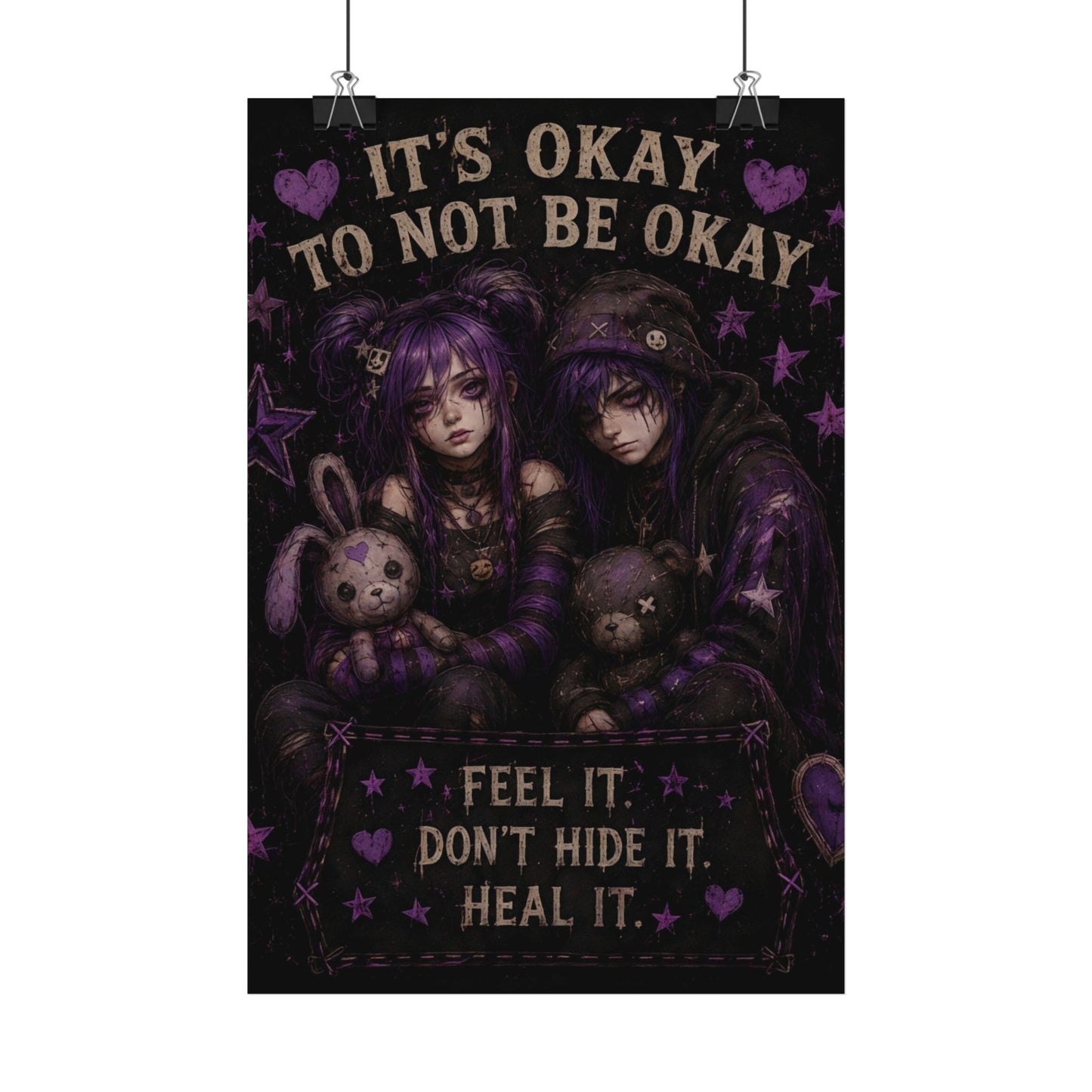 Teen Mental Health- "It's Okay to Not Be Okay" Goth Mental Health Art Print