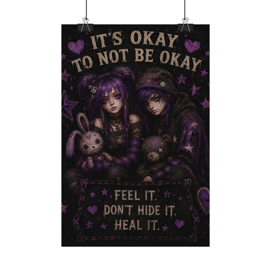 Teen Mental Health- "It's Okay to Not Be Okay" Goth Mental Health Art Print