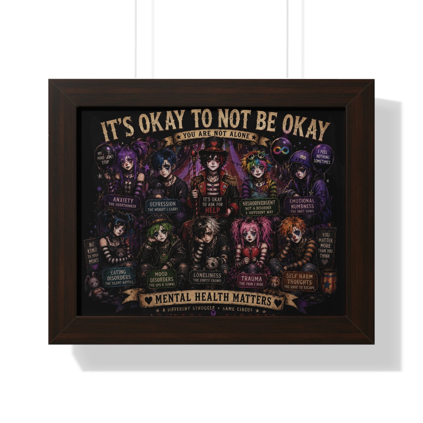Framed Poster — "It's Okay To Not Be Okay" Mental Health Awareness Wall Art