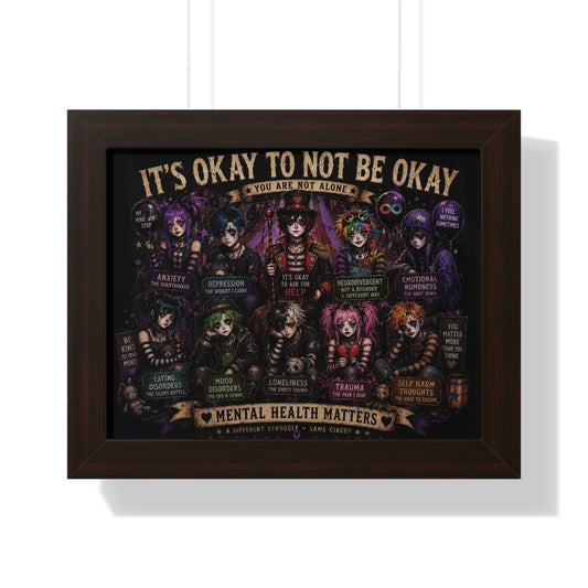 Framed Poster — "It's Okay To Not Be Okay" Mental Health Awareness Wall Art