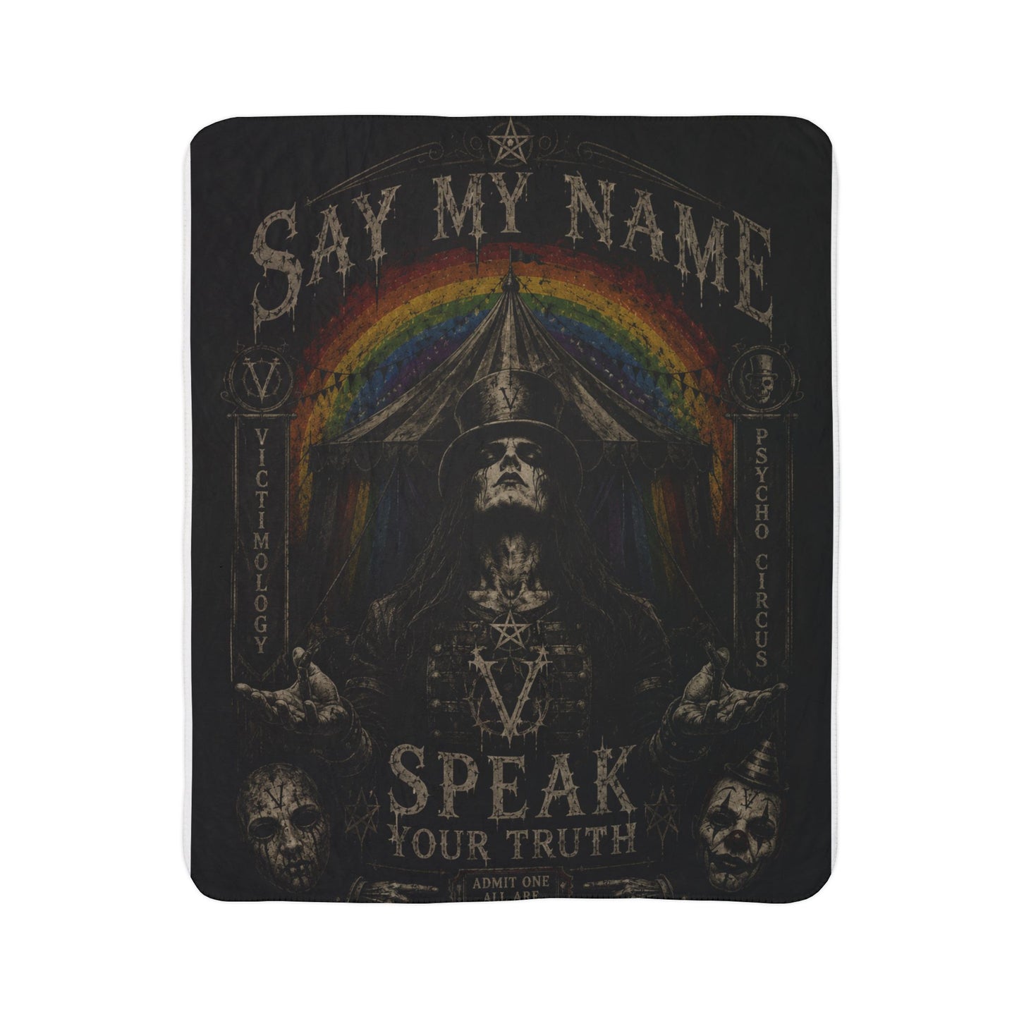 Say My Name Sherpa Blanket — Gothic Rainbow Witch Design