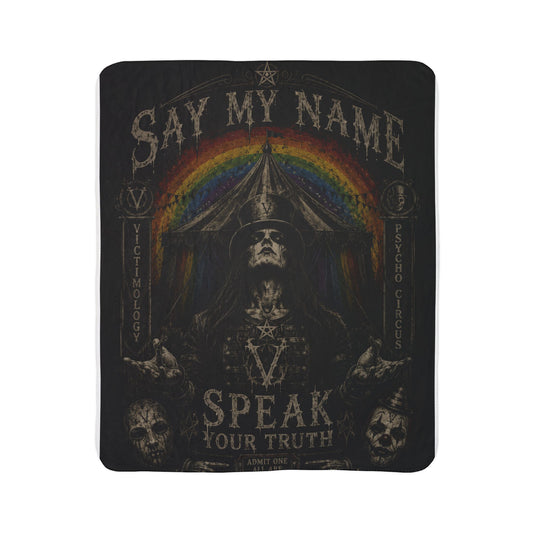 Say My Name Sherpa Blanket — Gothic Rainbow Witch Design