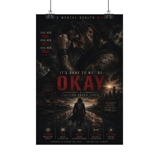 Mental Health Poster - "It's Okay to Not Be Okay" Satin Wall Art (Suicide Prevention Awareness)