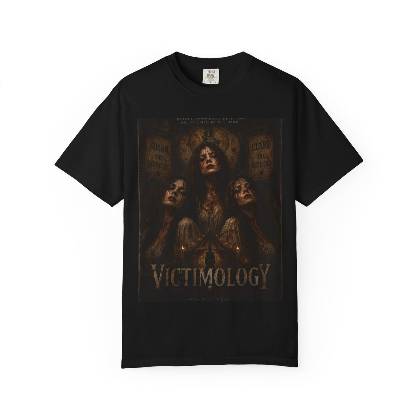 Victimology Gothic T-Shirt — Dark Vintage Tri-Faced Art Tee