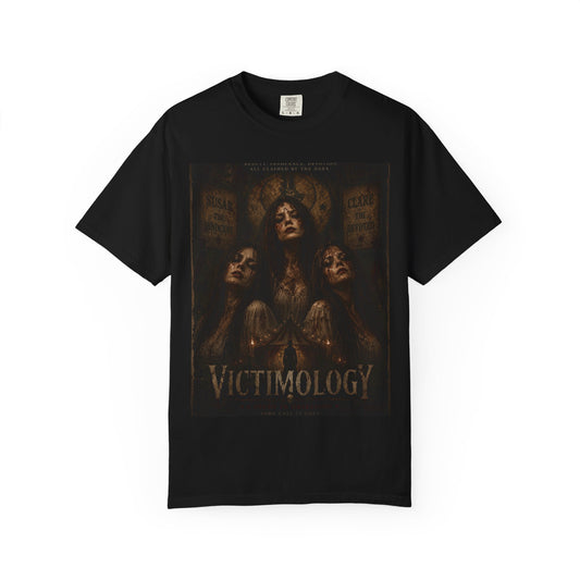 Victimology Gothic T-Shirt — Dark Vintage Tri-Faced Art Tee