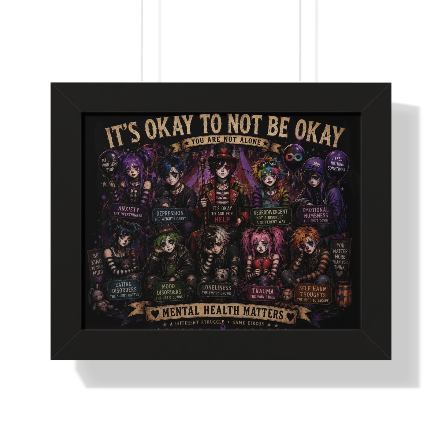 Framed Poster — "It's Okay To Not Be Okay" Mental Health Awareness Wall Art